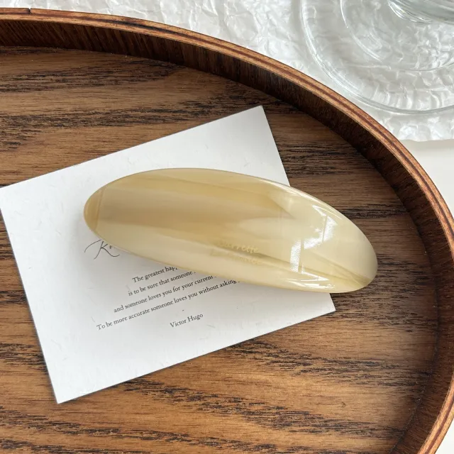 Mingshangjia French Style Temperament Acetic Acid Oval Low Ponytail Hairpin Beige - Shop at LoveMi