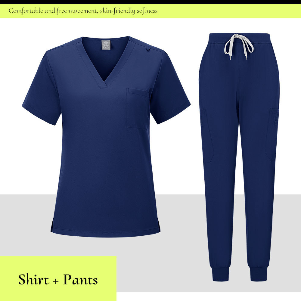 V-neck Medical Scrub Top And Pant Set - Image 3