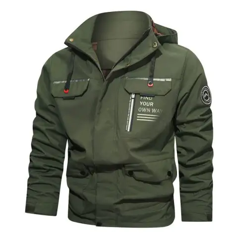 Men's Outdoor Casual Shell Jacket Sports Hooded Fleece Coat