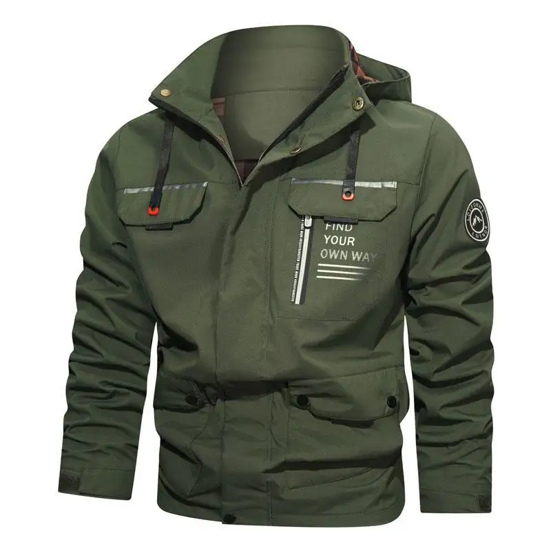 Men's Outdoor Casual Shell Jacket Sports Hooded Fleece Coat