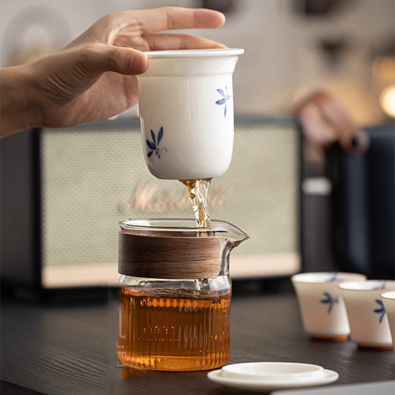 Butterfly Orchid Suit Outdoor One Pot Fills Three Cups Tea Set