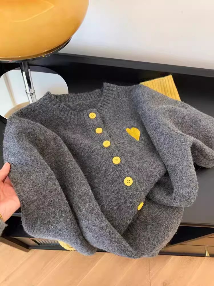 Preppy Style Love Embroidered Knitted Cardigan For Women