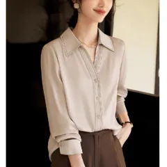Fashion Commuter Style Contrast Color Bright Line Design Shirt For Women - Picture Color-M - View 1