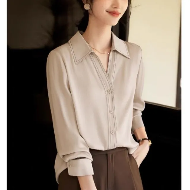 Fashion Commuter Style Contrast Color Bright Line Design Shirt For Women - Shop at LoveMi