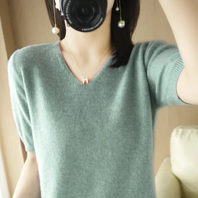 Round Neck Loose Base T Shirt Women Grass Green - Shop at LoveMi