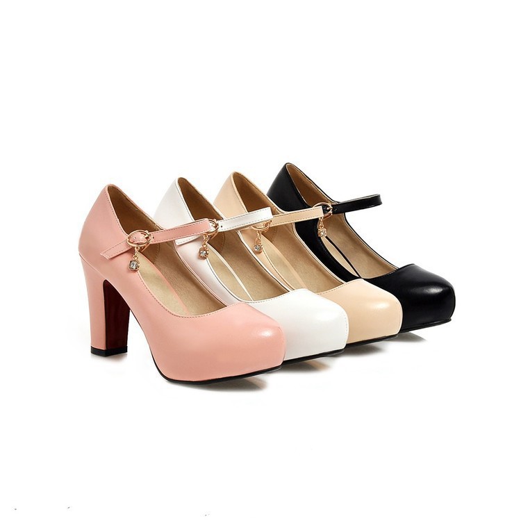 Chunky-heeled Round-toe High Heels For Women