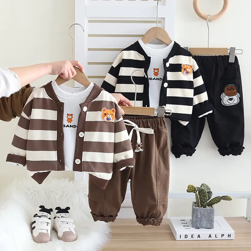 Boys' Casual Striped Three-Piece Set