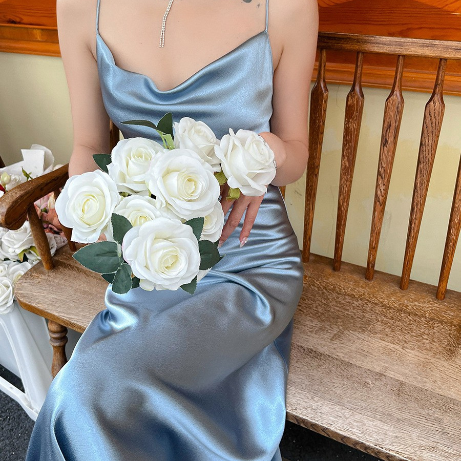 Women's Mid-length Silk Sling Dress