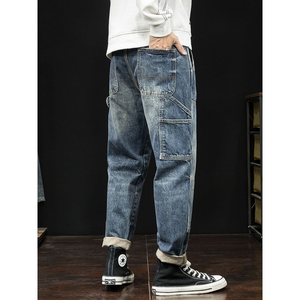 Spring And Autumn New Men's Jeans Stretch Slim-fitting Patchwork Casual