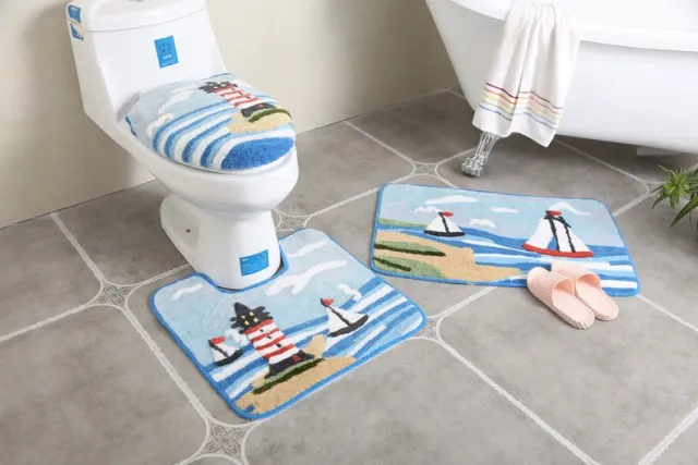 Toilet Seat Cover Toilet Seat Toilet Four Plush Lighthouse 4Piece Set - Shop at LoveMi