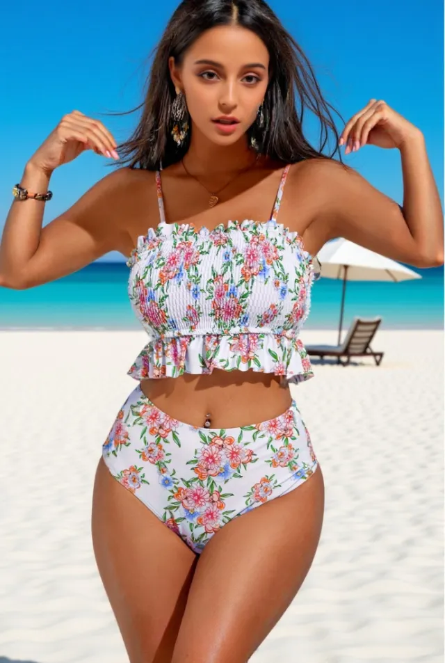 New Ruffled Bikini Two piece Swimsuit Floral - Shop at LoveMi