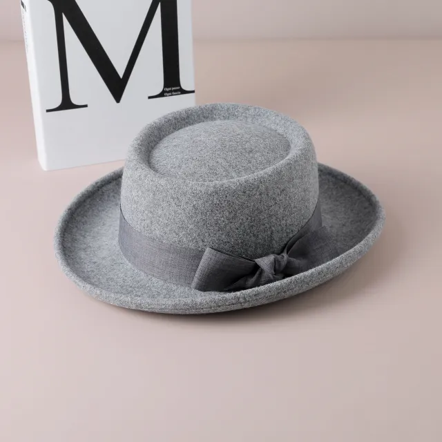 Vintage Bow British Wild Leisure Fashion Top Hat Gray - Shop at LoveMi