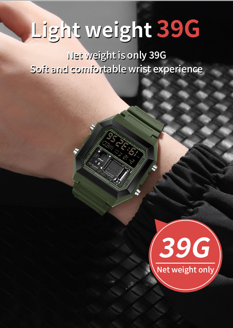 Sanda 6216 Square Waterproof Sports Digital watch for Men Students