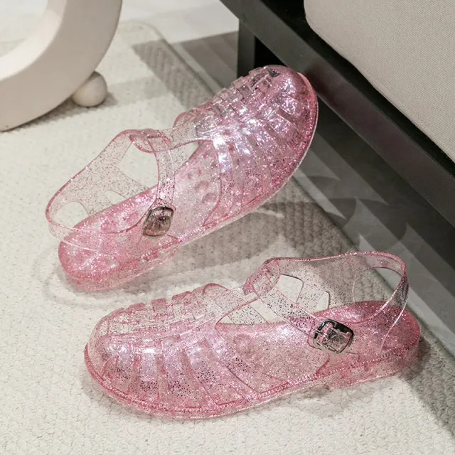 Crystal Flat Hollowed Sandals Roman Shoes Closed Toe Women's Sandals Glitter 37 - Shop at LoveMi