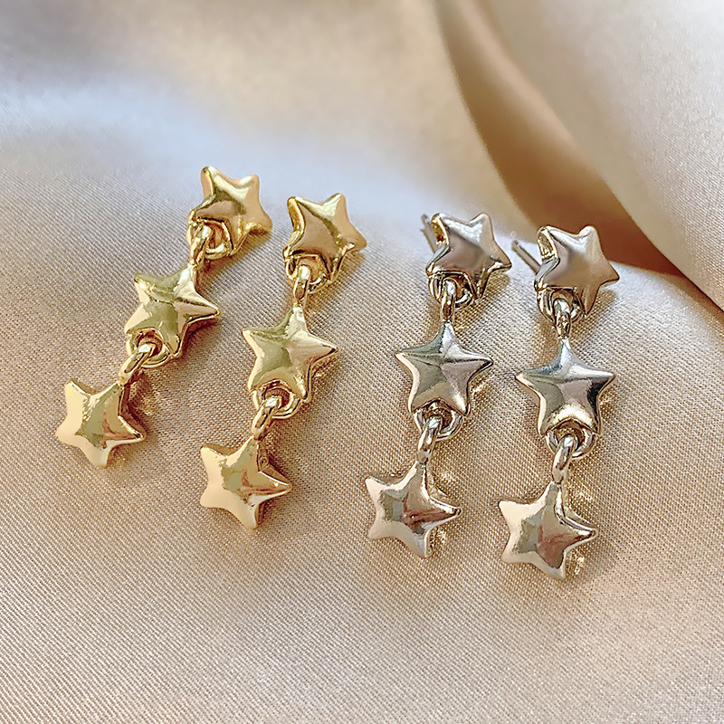 Design Geometric Five-pointed Star Love Heart Stud Earrings Simple