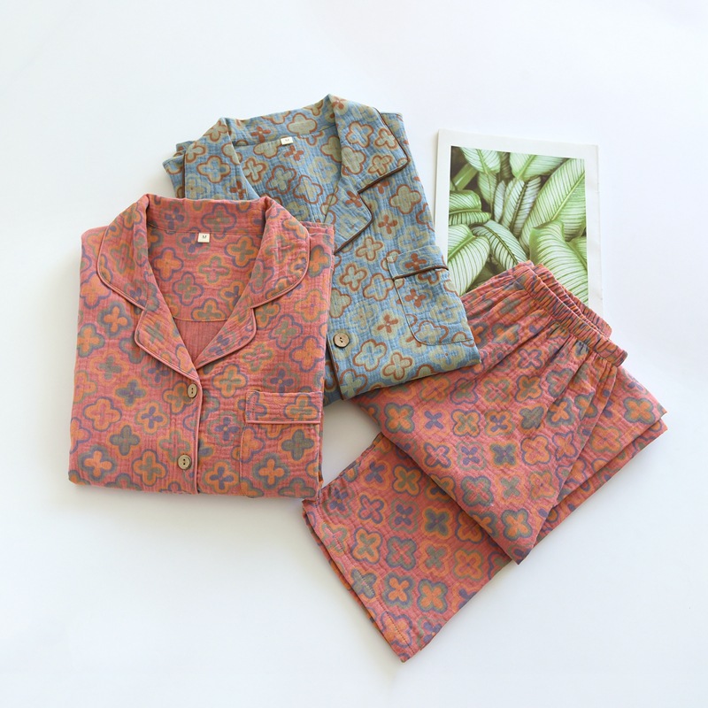 Thin Double Layer Champray Cotton Yarn Couple Homewear