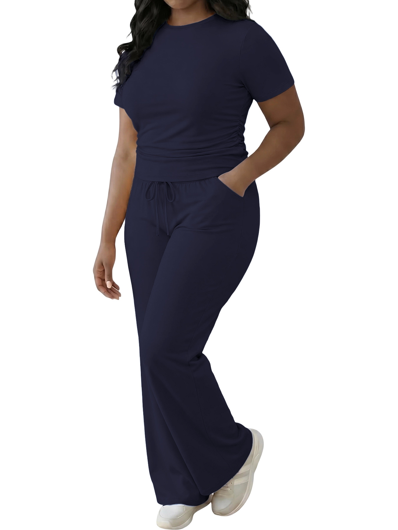 Womens Solid-color Top And Pants Set 3