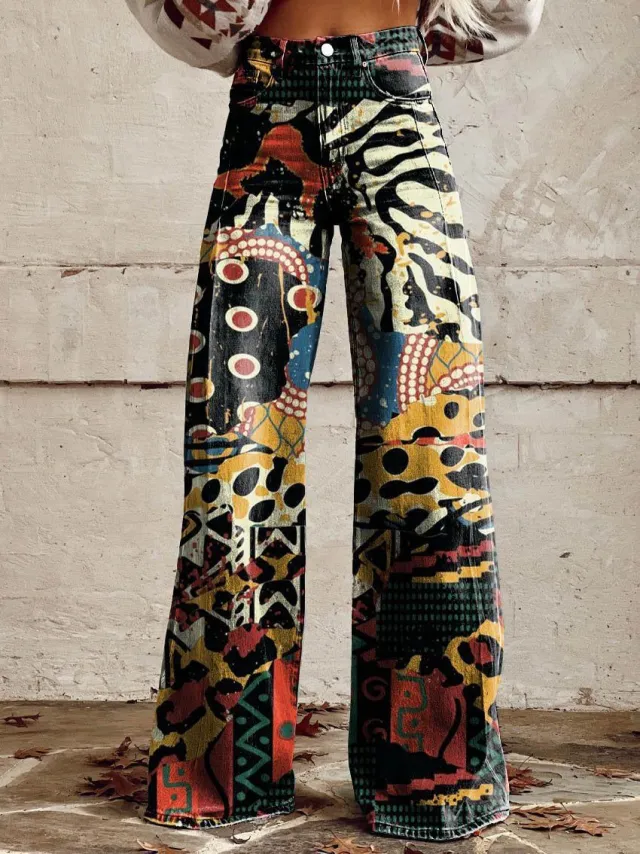 Horn Simulation Denim Trousers Loose Pants For Women K5 M - Shop at LoveMi