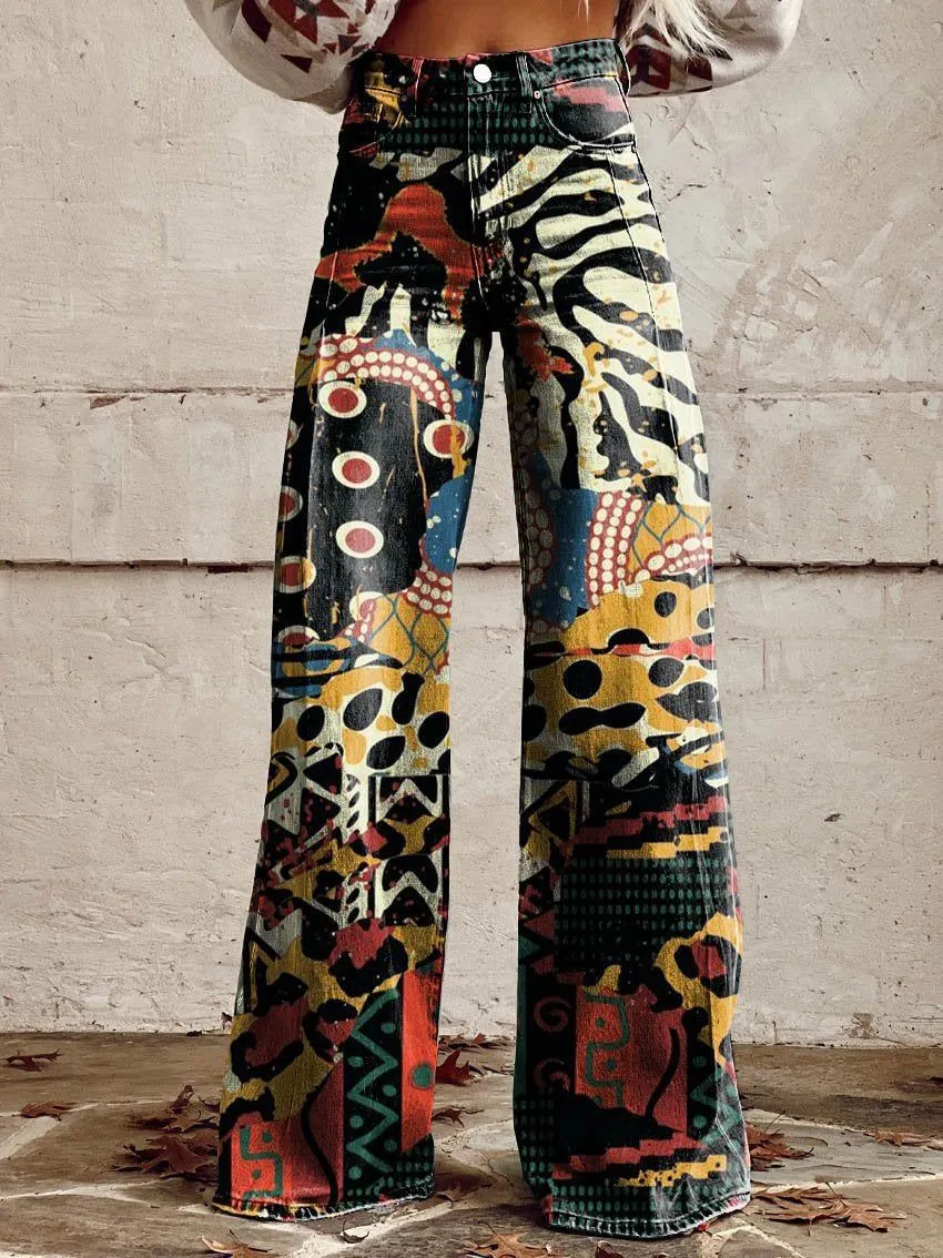 Horn Simulation Denim Trousers Loose Pants For Women - K5-M
