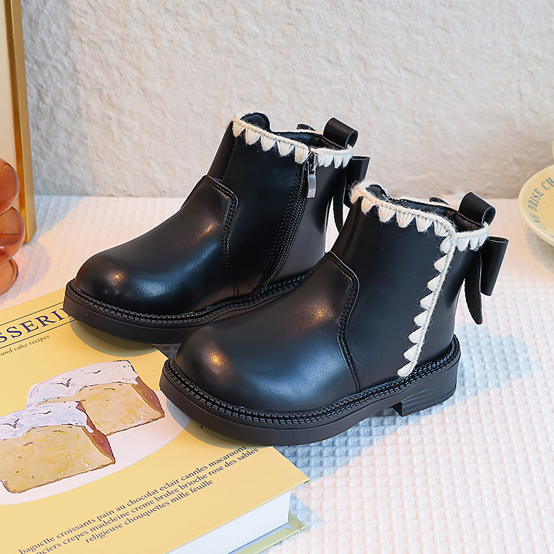 Girls' Soft-soled Velvet-lined Leather Boots - Image 5