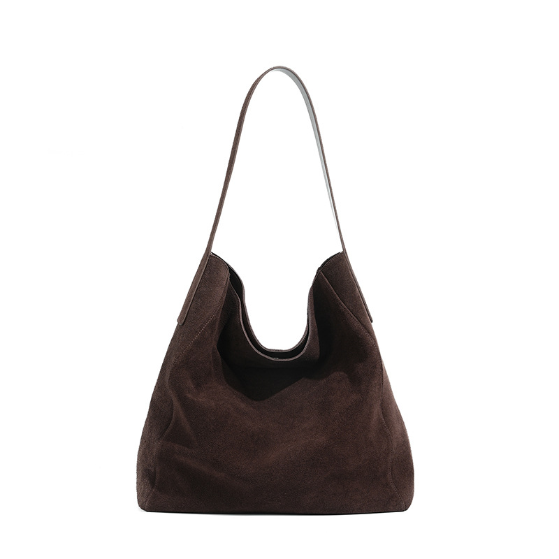 Womens Minimalist Suede Leather Tote And Shoulder Bag