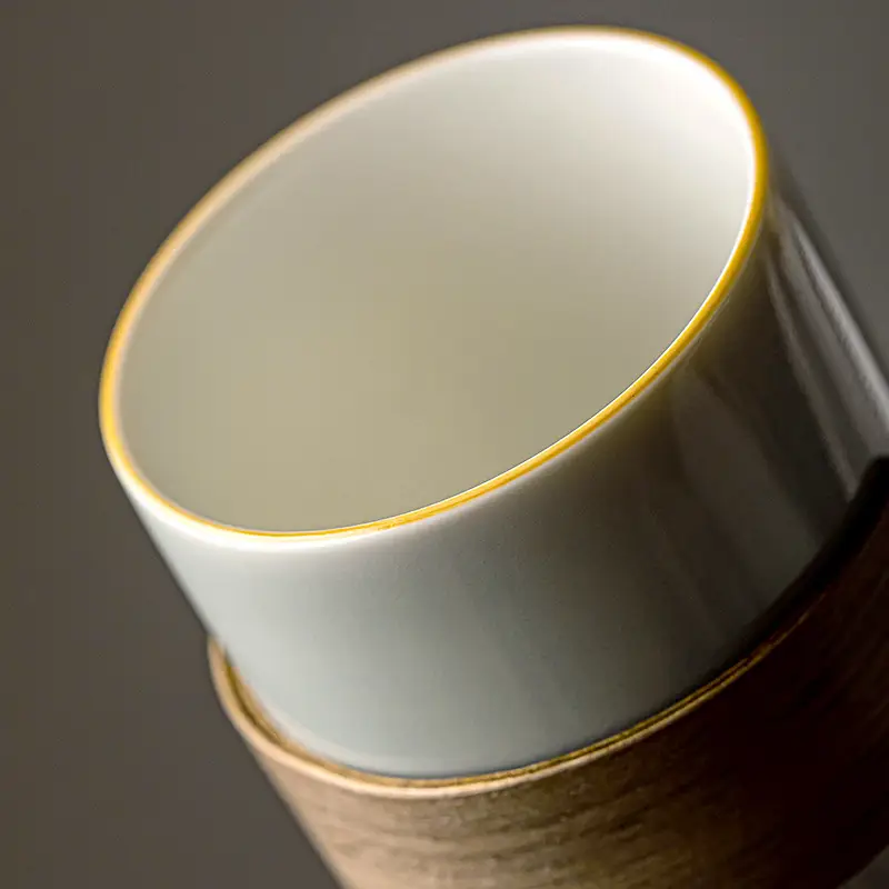 Grass And Wood Ice Gray Glaze Handy Porcelain Minimalist Household Chinese Drinking Cup
