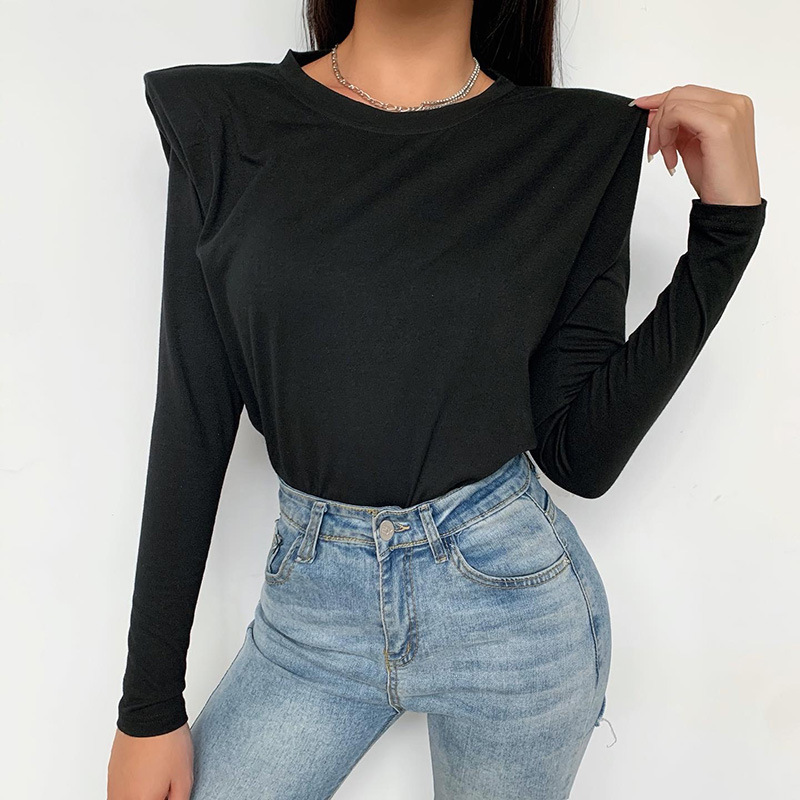 Title 13, Shoulder pad high waist long sleeve top