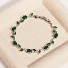 Adjustable Natural Stone Light Luxury Premium Bracelet - Green Zirconium Platinum - View 1
