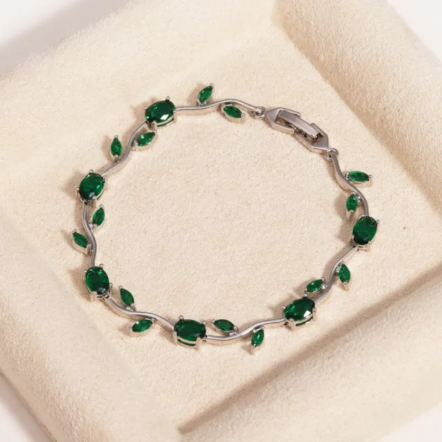 Adjustable Natural Stone Light Luxury Premium Bracelet Green Zirconium Platinum - Shop at LoveMi
