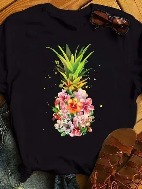 Female T shirt Fashion Pineapple Print Top Bt7957Hs - Shop at LoveMi