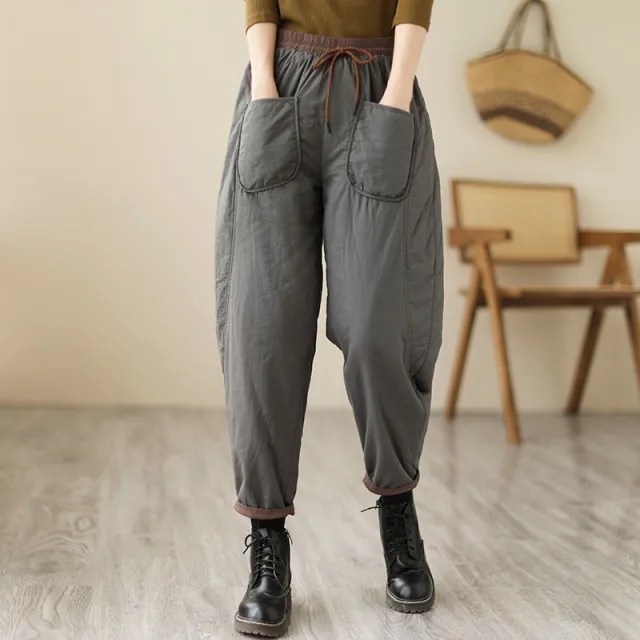 Winter Artistic Korean style Carrot Pants Loose Fit Gray - Shop at LoveMi