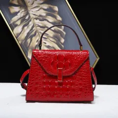 Women's Leather Shoulder Bag Casual Crossbody Handbag - Red - View 1