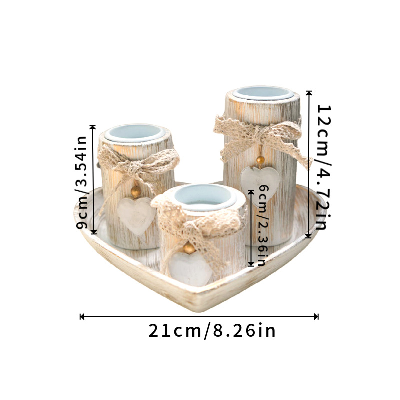 Wooden Heart Candle Holder Set, picture 4 of 4