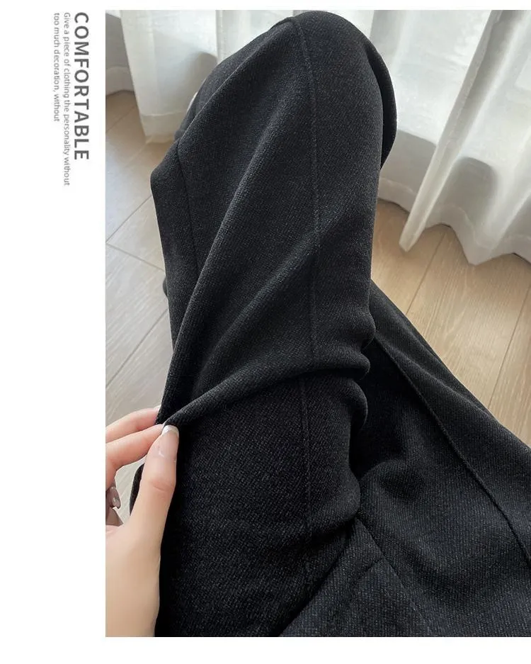 Tencel Wool Autumn And Winter Woolen Suit Pants Women's Wide-leg Casual Pants - Gray