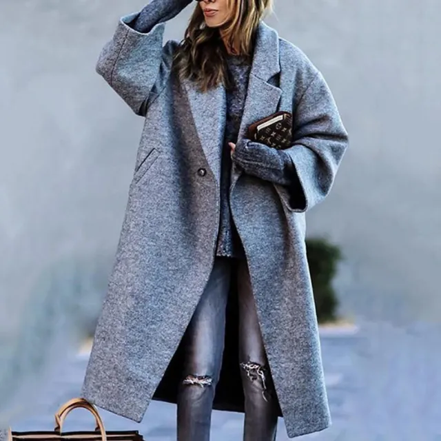 Women's Color Matching Plaid Long sleeved Coat Gray - Shop at LoveMi