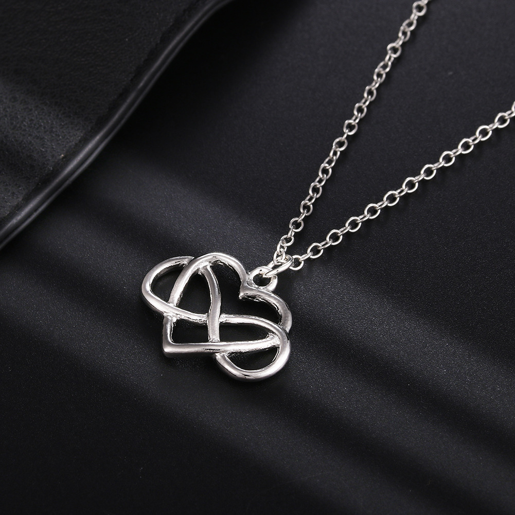 Wish New Cross-border Hot Sale Personalized Simple Heart Cross Bow Necklace