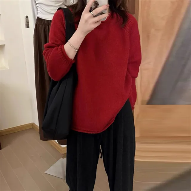 Women's Milk Knitted Loose Top Red - Shop at LoveMi
