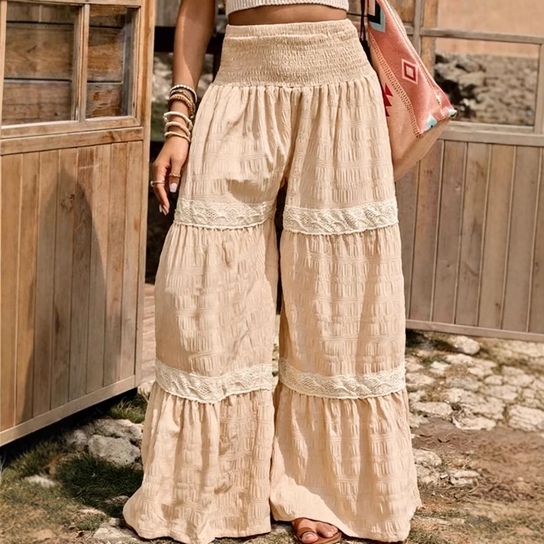Wide-leg Casual Chic Pleated Waist Pants