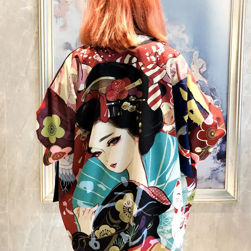 Summer Women Harajuku Digital Printing Kimono Cloak Coat Cardigan - Kimono 16