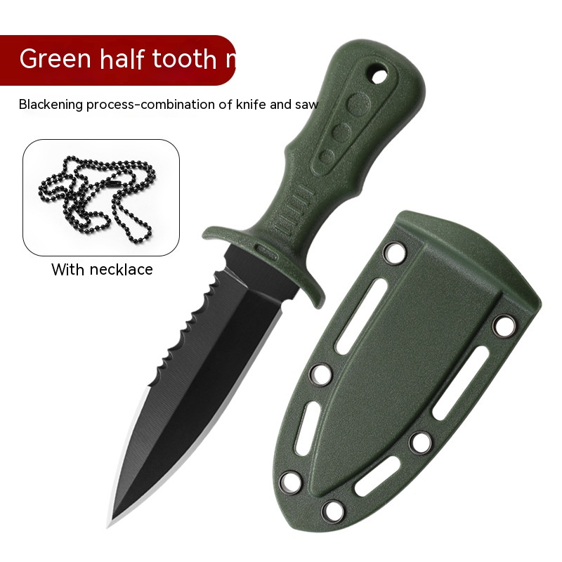 Black Blade Green Handle Half