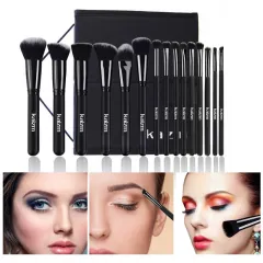 15 Makeup Brushes Set Black Cosmetic Brush Full Set - 15 Pieces Set Black - View 1