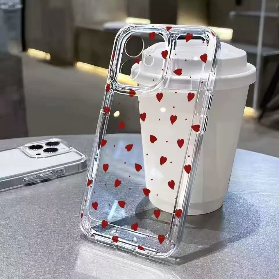 Colored Heart-shaped Hole Transparent Space Phone Case 3