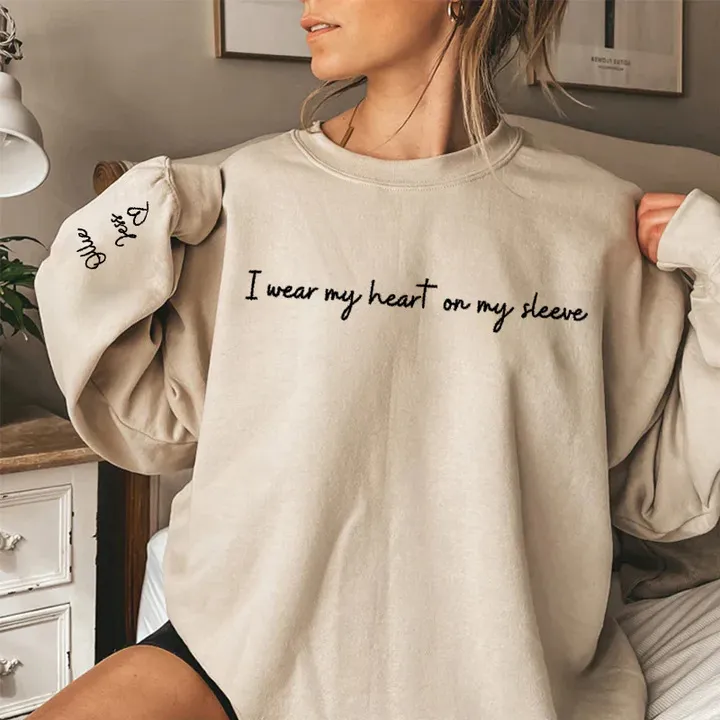 Women's Printed Round Neck Sweater - Khaki