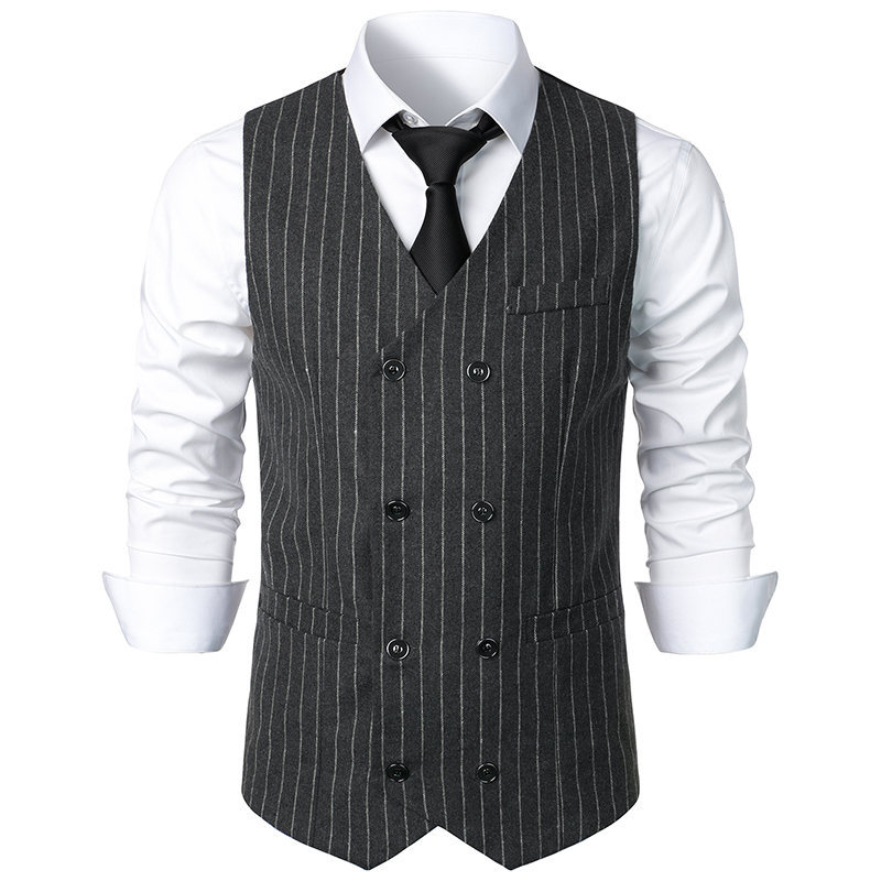 Men's Retro Casual Double Breasted Striped Vest thumbnail 5