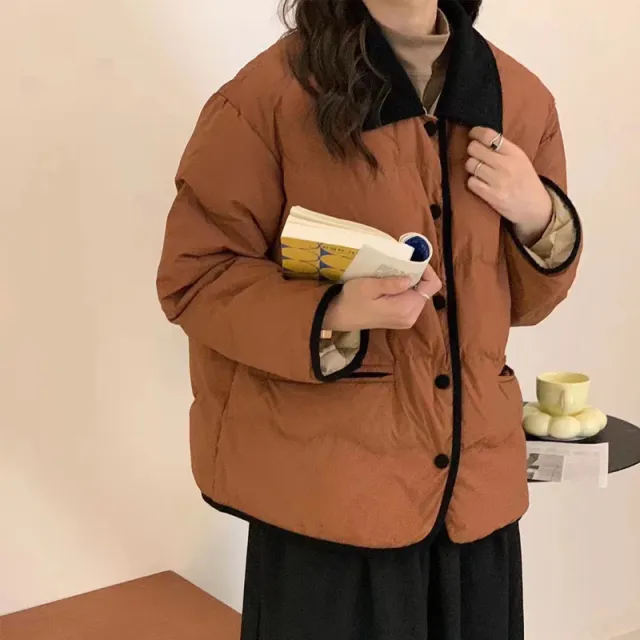 Women's Short Loose Down Cotton padded Jacket Winter Thick Coat Brown - Shop at LoveMi