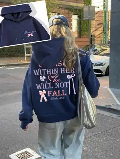 Women's Oversized Round Neck Butterfly And Letters Sweater Navyblue - Shop at LoveMi
