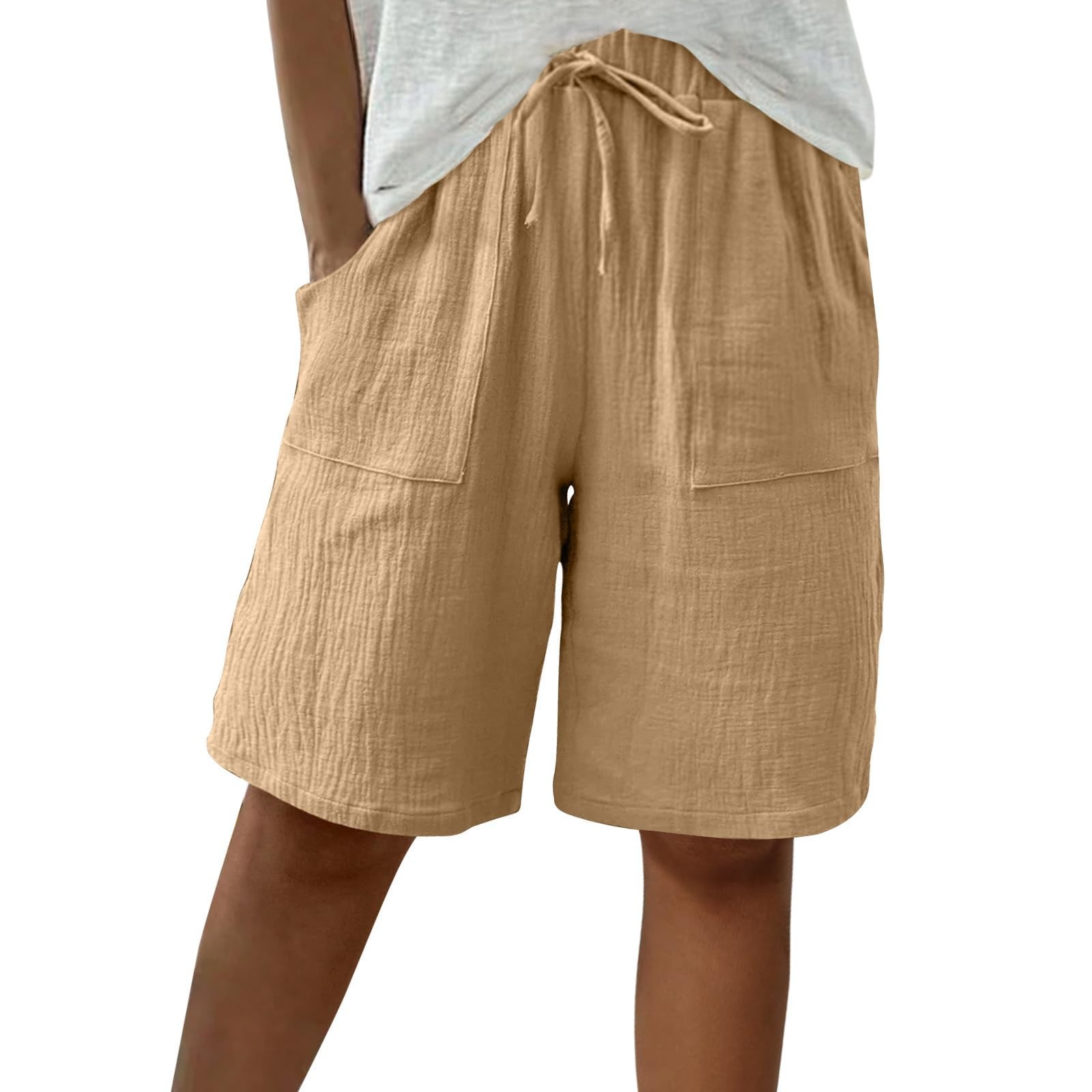 Relaxed Fit Cotton Straight-Leg Capri Pants - Mid-Rise