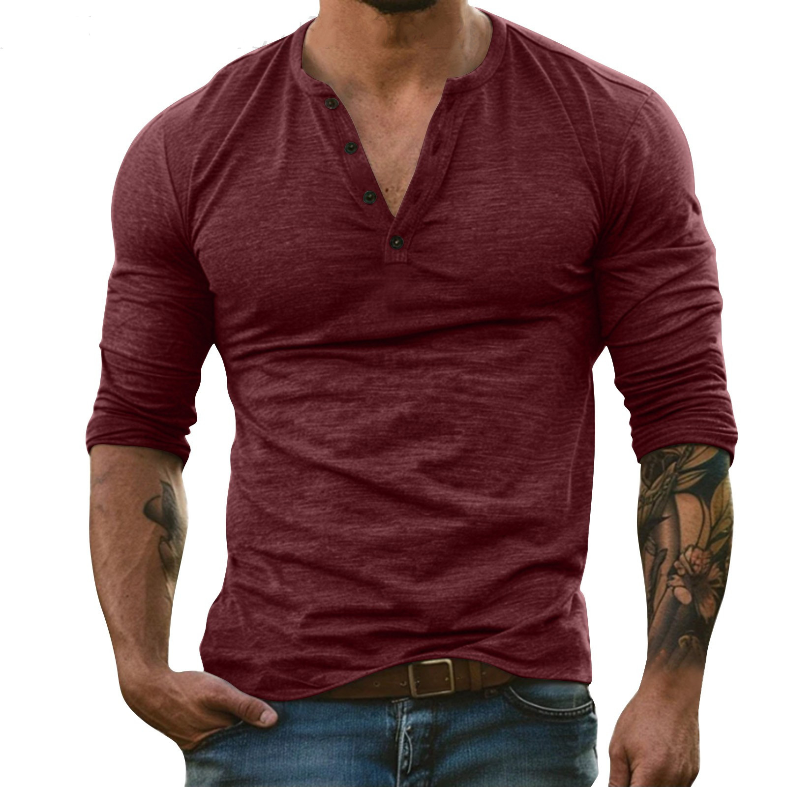 Men's Long-Sleeve T-Shirt Bamboo Fiber Blend Cotton