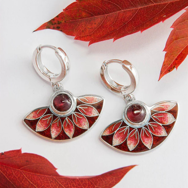 Sell Creative Colorful Purple Enamel Flowers Scallop Earrings