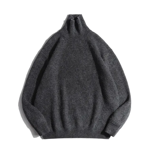 All matching High Neck Sweater Loose Pullover Dark Gray - Shop at LoveMi